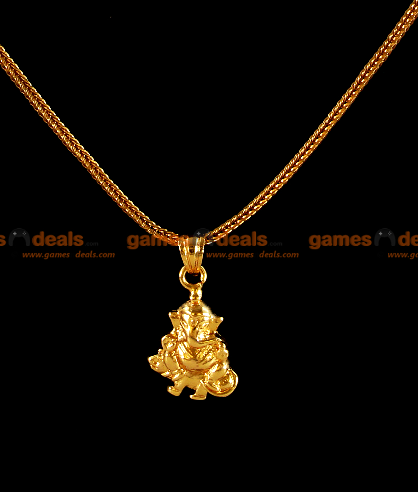 SMDR04 Small Vinayaga Dollar with Knitted Square Rope Design Gold Plated Chain Model